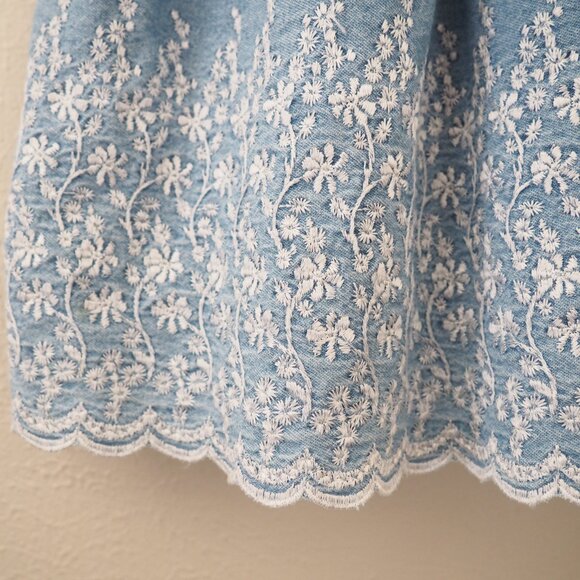 Vintage Ashlee Blue Floral Embroidered Sleeveless Sundress sz 8 - Picture 4 of 8